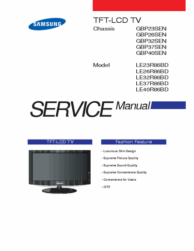 SAMSUNG LE23R86BD, LE26R86BD, LE32R86BD, LE37R86BD, LE40R86BD service manual